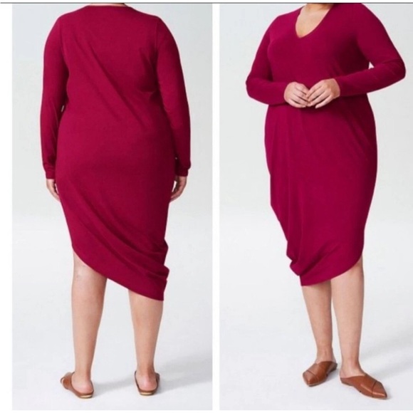 Universal Standard LS V Neck Geneva Shirt Dress in Beet Red Size US 10/12 Large - Picture 1 of 13